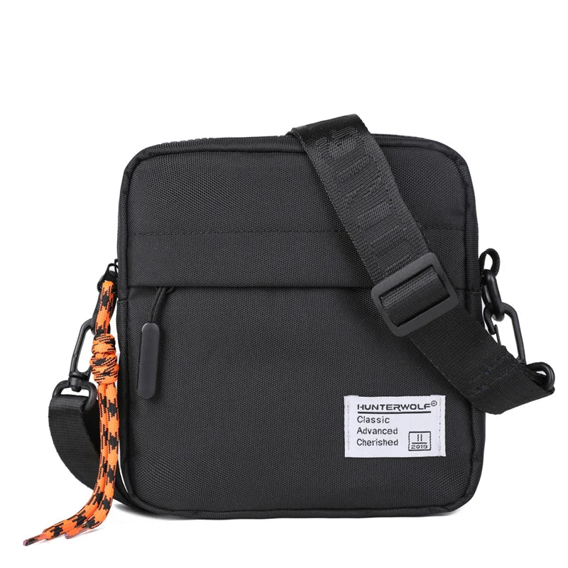 Messenger Sling Bags For Men Casual OXford cloth Small Zipper Crossbody Pouch Simple Mini Crossbody Shoulder Bag Black Men Bag