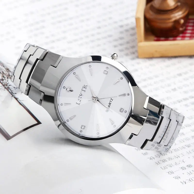 YIKAZE Men Women Quartz Watches Stainless Steel Wristwatch Calendar Date Waterproof Clock Luxury Womens  Lovers Couple Watch