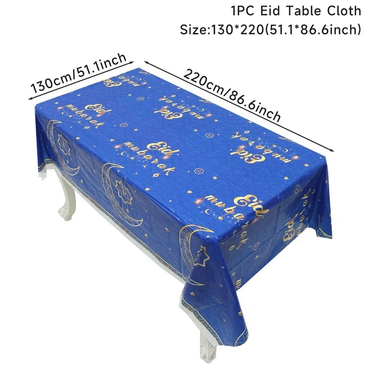 Eid Mubarak Tablecloth Ramadan Table Runner Ramadan Kareem Decor for Home 2025 Islamic Muslim Party Supplies Eid Al Adha Gifts