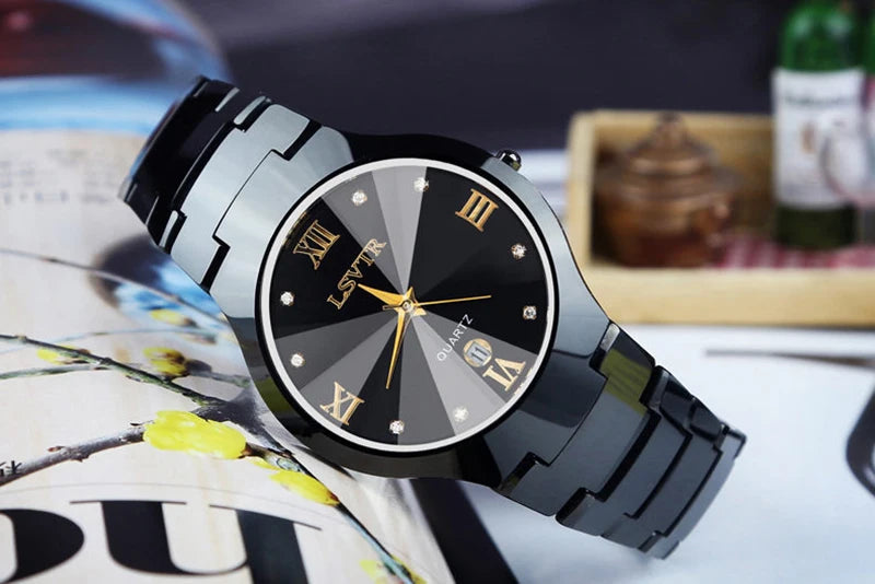 YIKAZE Men Women Quartz Watches Stainless Steel Wristwatch Calendar Date Waterproof Clock Luxury Womens  Lovers Couple Watch