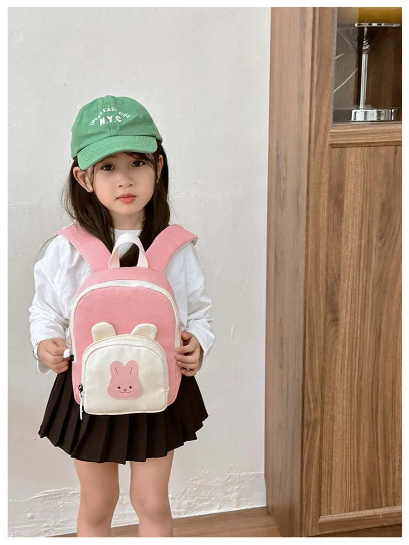 Korean Canvas Kids Backpack Kawaii Children's Handbags for Girl Kindergarten Boy Schoolbag Cartoon Bear Bunny Toddler Bag 2023