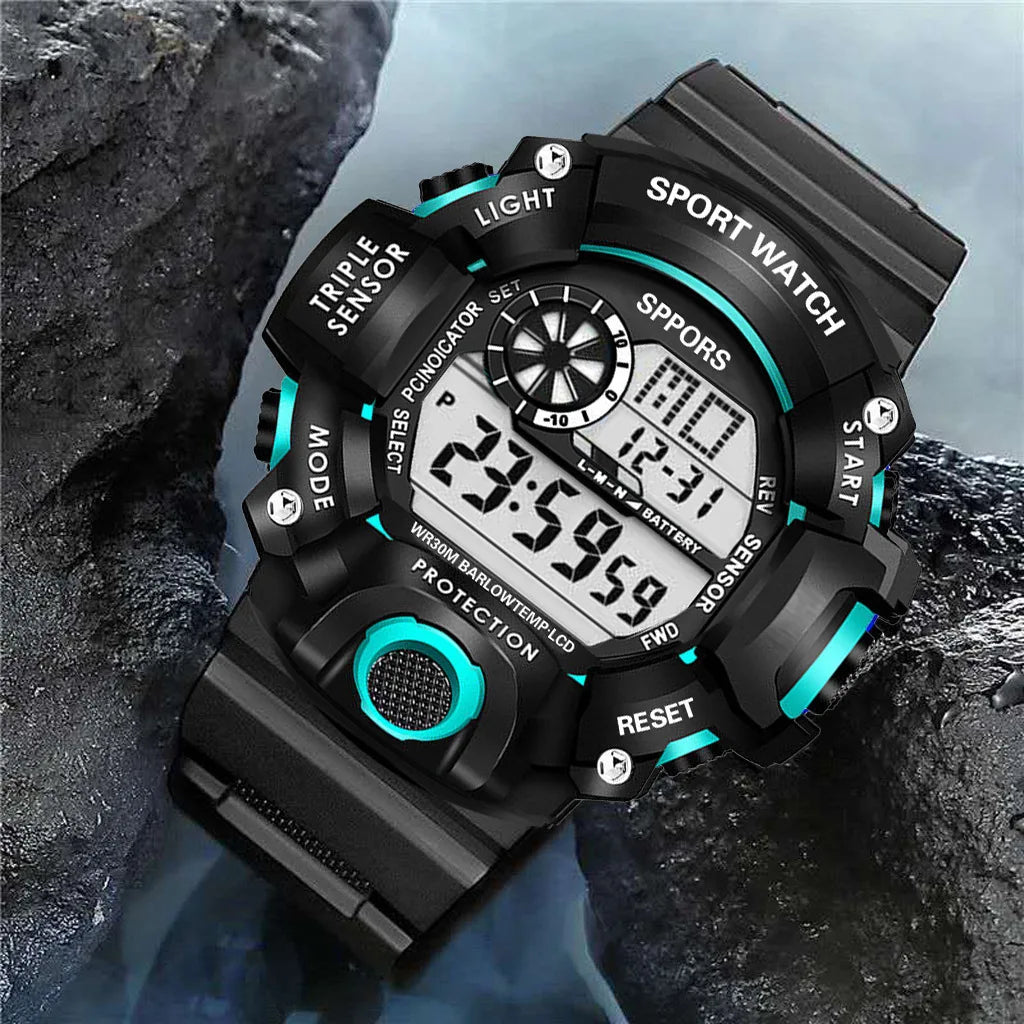 YIKAZE Men's LED Digital Watch Men Sport Watches Fitness Electronic Watch Multifunction Military Sports Watches Clock Kids Gifts