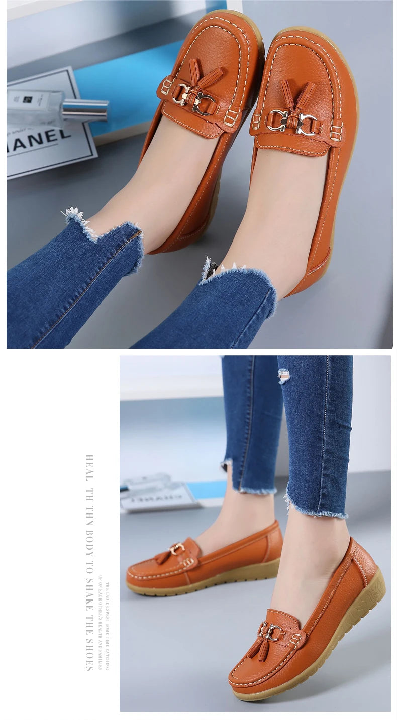 Women Flats Leather Woman Casual Shoes outdoors Slip-on Loafers Female Boat Shoes Fashion Comfortable Ballet Flat Big Size