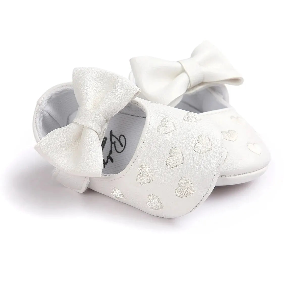 Meckior Baby Shoes Classic Dress Cute Bow-knot Heart Anti-slip Soft Sole First Walkers Infant Baby Girls Toddler Shoes 0-18m