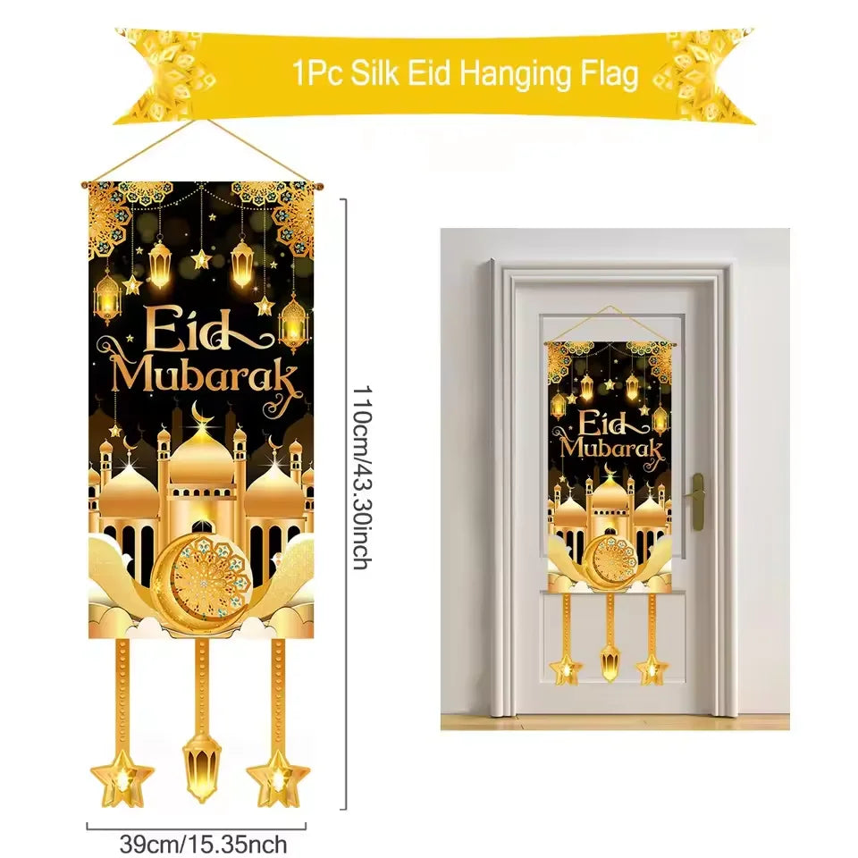 Ramadan Decoration Hanging Flag Eid Mubarak Decor 2025 for Home Islamic Muslim Party Decor Ramadan Kareem Eid Al-Fitr Gift