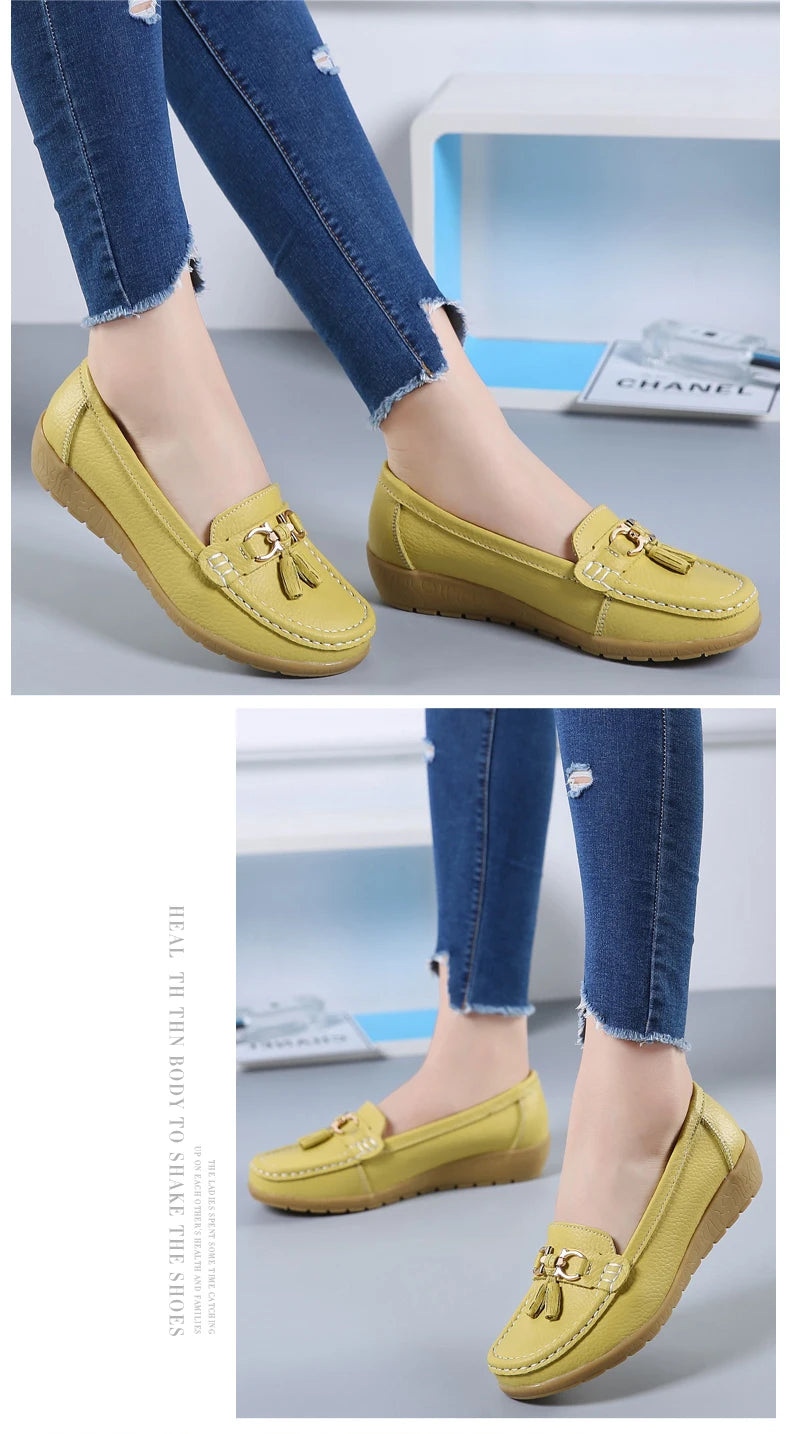 Women Flats Leather Woman Casual Shoes outdoors Slip-on Loafers Female Boat Shoes Fashion Comfortable Ballet Flat Big Size