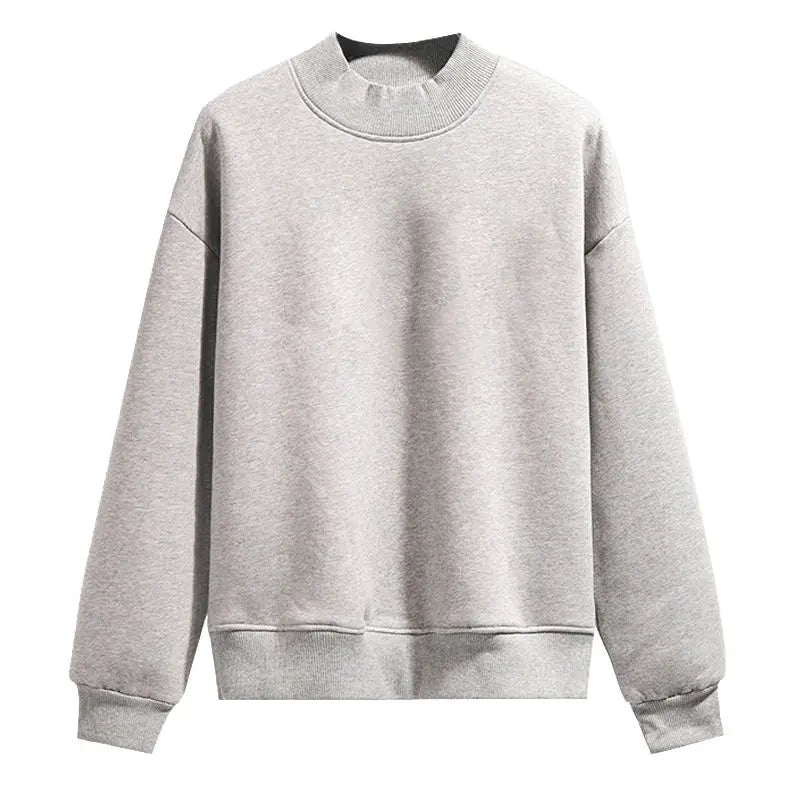 Fleece Pullover Sweatshirts For Women Autumn Turtleneck Long Sleeve Basic Solid Plus Velvet Thickened Sweater Female Clothes