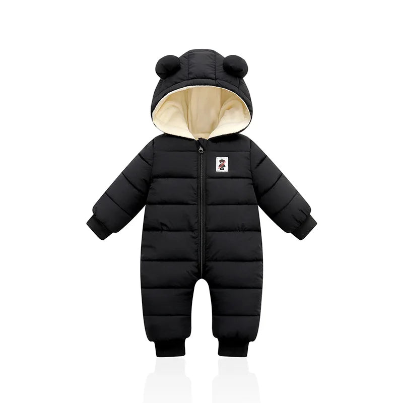 Baby Clothes Winter Thick Warm Jumpsuit Infant Boys Rompers Hooded Outdoor Clothing Cotton Down Jacket Girls Casual Jumpsuits