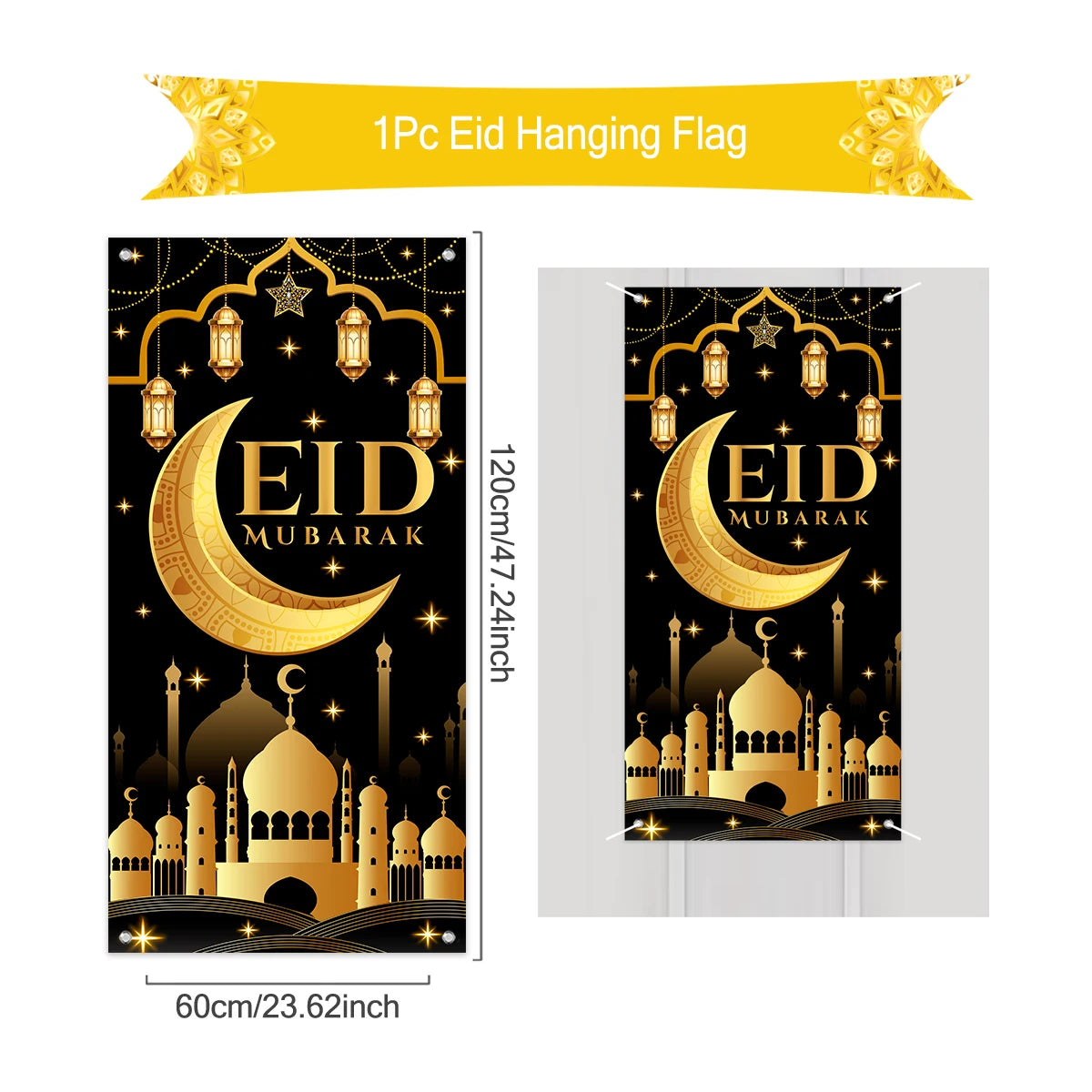 Ramadan Hanging Flag Ramadan Decoration For Home 2024 Kareem Aid EID Mubarak Muslim Islamic Festival Eid Al-fitr Party Supplies