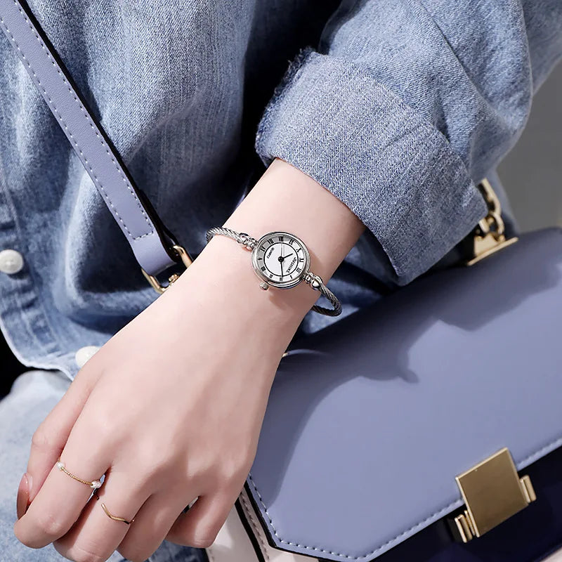 YIKAZE Women Bracelet Watch Small Gold Bangle Women Watches Stainless Steel Retro Ladies Quartz Wristwatch Clock Dress Watch