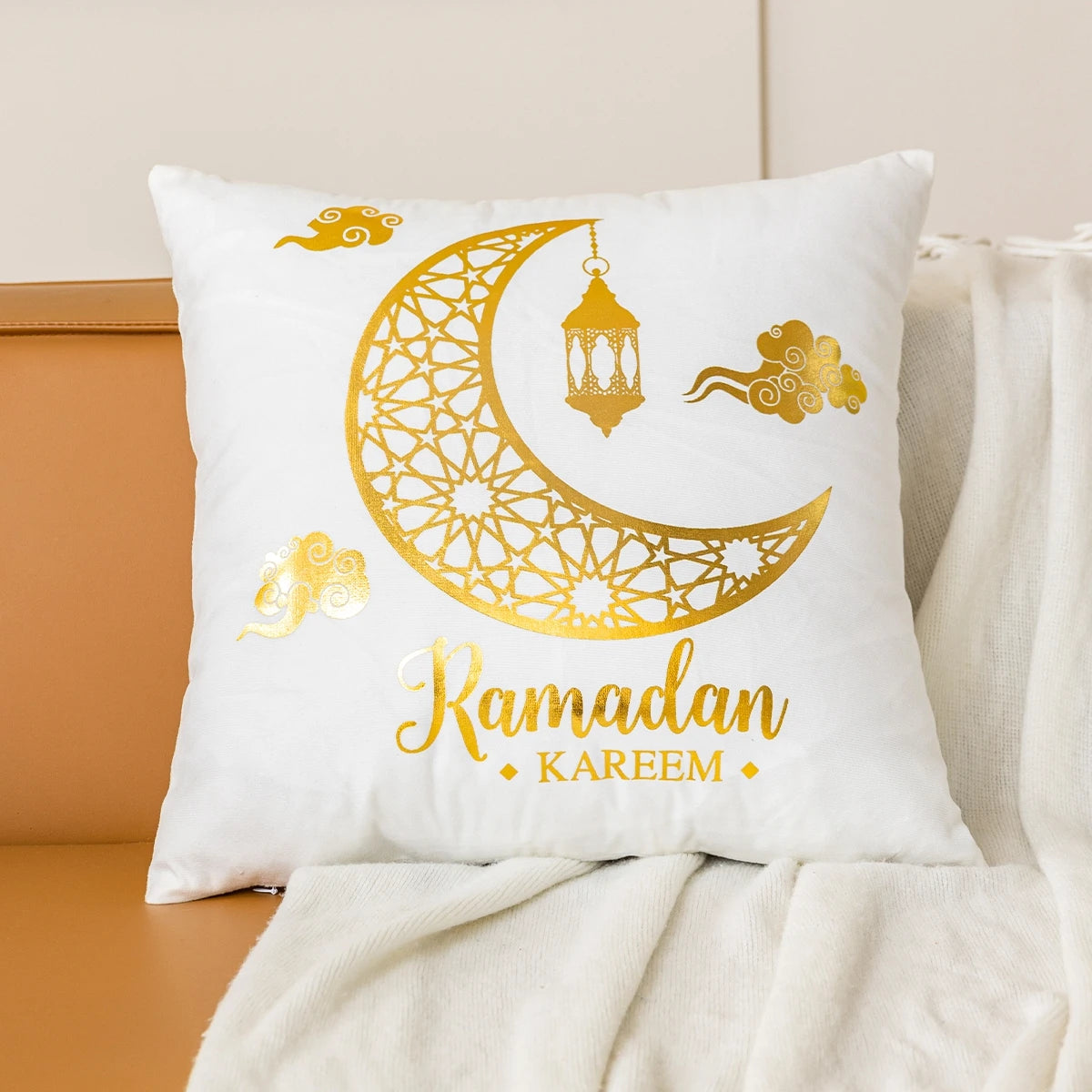 Eid Mubarak Cushion Cover Ramadan Decoration 2025 For Home Gold Foil Pillow Cover Ramadan Kareem Islamic Muslim Eid Al Adha Gift