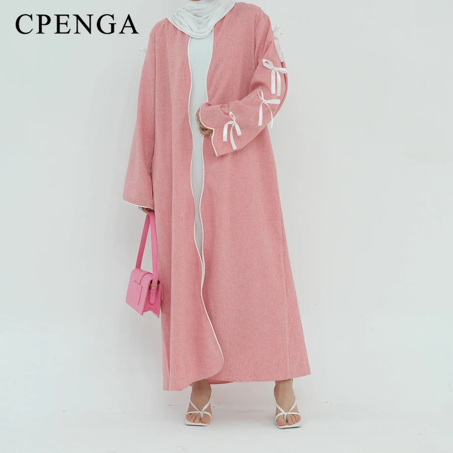 Bowknot Open Kimono Abaya Dubai Luxury 2024 For Women Saudi Arabia Muslim Modest Cardigan Robe Caftan Marocain Femme Musulmane