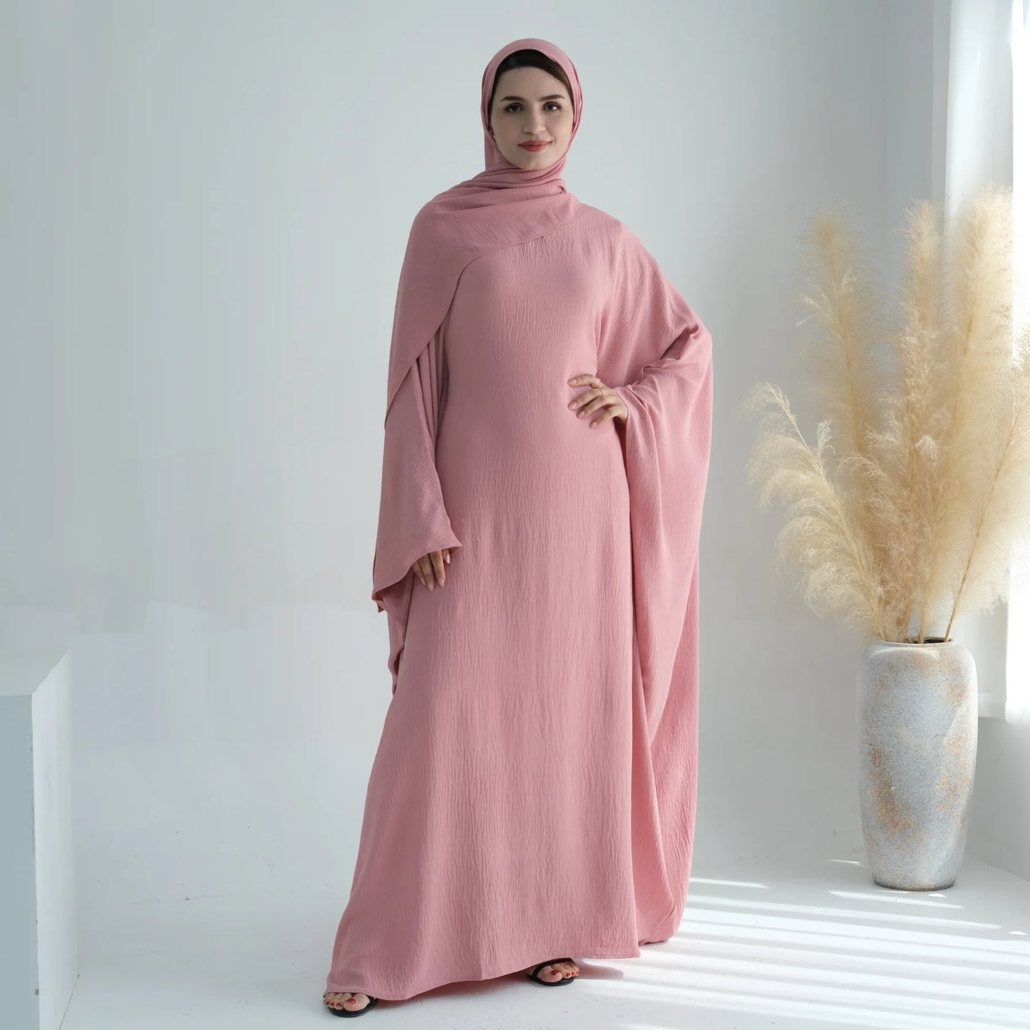 Eid Abaya for Women Butterfly Sleeve Muslim Hijab Dress Inside Belt Party Dresses Dubai Turkey Modest Ramadan Islamic Clothing