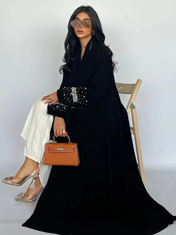 Eid Muslim Diamond Pearls Abaya for Women with Scarf  Abayas Jalabiya Party Dresses Dubai Kaftan Vestidos Largos Long Robe 2024