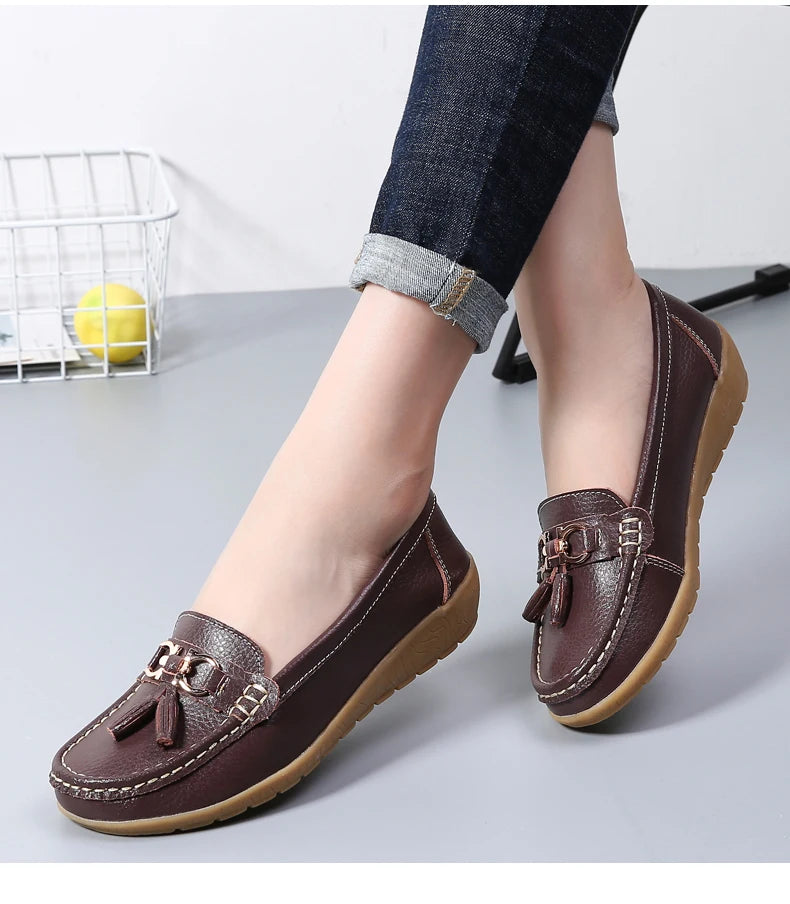 Women Flats Leather Woman Casual Shoes outdoors Slip-on Loafers Female Boat Shoes Fashion Comfortable Ballet Flat Big Size