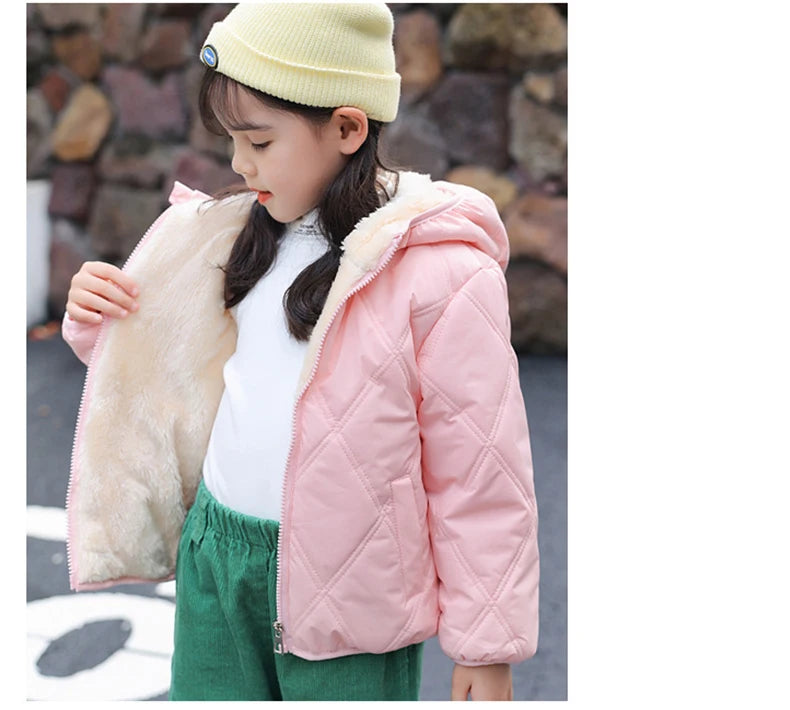 Baby Kids Thick Jacket For Girls Coats Winter Lamb Wool Plus Velvet Coats Toddler Children Outwear 1-6 Year Boys Cotton Jackets