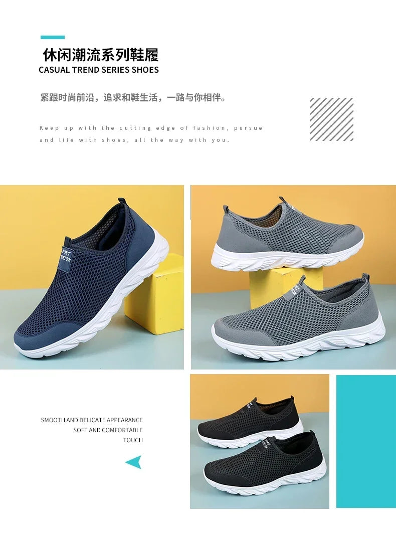 MAEDEF Sneakers Men Summer Casual Shoes Men Mesh Breathable Outdoor Non Slip Sports Shoe Slip on Loafers for Men Plus Size 38-46