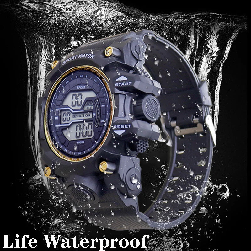 YIKAZE Y03 Men's Digital Watch Waterproof Luminous Men Sports Watches Date Army Military Electronic Wristwatch Relogio Masculino