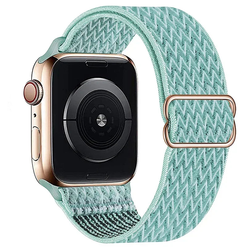 Bohemian Nylon Strap for Apple Watch ultra 2 49mm 41mm 45mm 38/40/44mm Elastic Shiny Bracelet iWatch Series 9/8/7 6 5 4 Se Band