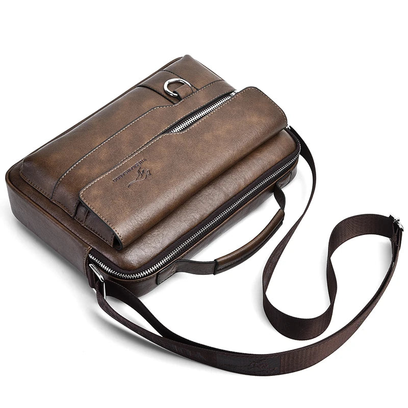 Luxury Kangaroo Brand Messenger Bags Men Leather Casual Crossbody Bag For Men Brown Black Business Shoulder Bag Male Handbags