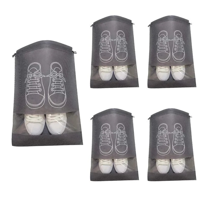 10PCS Portable Shoe Storage Drawstring Eco Storage Bag for Sundries Travel Makeup Bag Waterproof Transparent Plastic Storage Bag