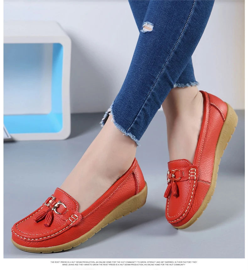 Women Flats Leather Woman Casual Shoes outdoors Slip-on Loafers Female Boat Shoes Fashion Comfortable Ballet Flat Big Size