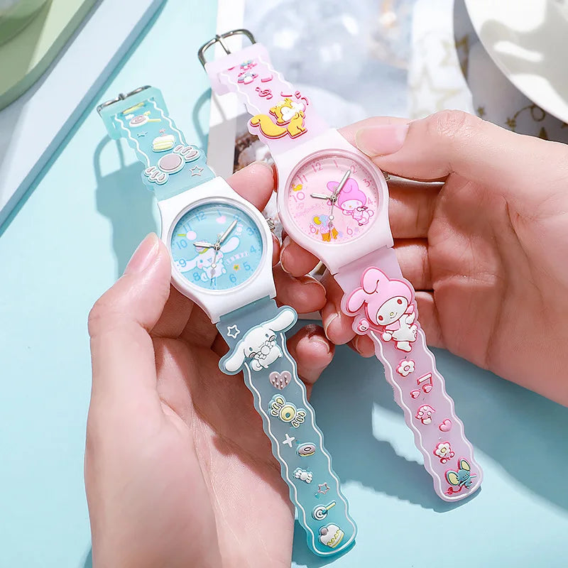 Cute 3D Hello Kitty Watches for Girls Cartoon Pattern Kuromi Waterproof Quartz Children Watch Wrist Clock Kids Gift reloj nina