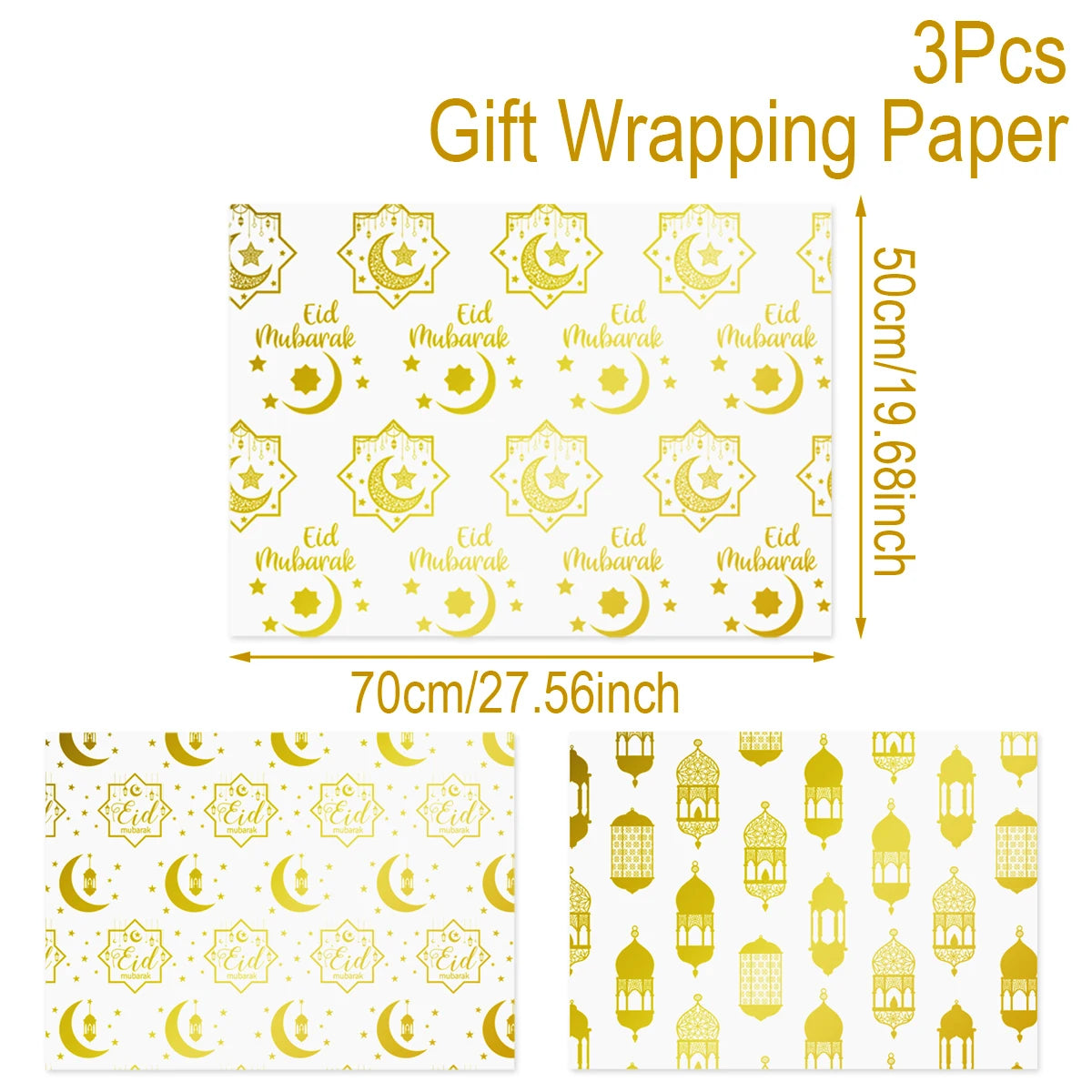 Eid Mubarak Kraft Wrapping Paper Eid Ramadan Kareem Decoration For Home 2025 Islamic Muslim Party Supplies Gifts Eid Al-Fitr