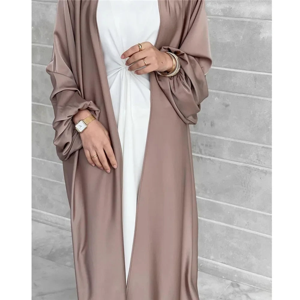 Eid Open Abaya Dubai Muslim Hijab Dress Bubble Sleeve Summer Turkey Abayas for Women Islamic Clothing Kimono Femme Musulmane