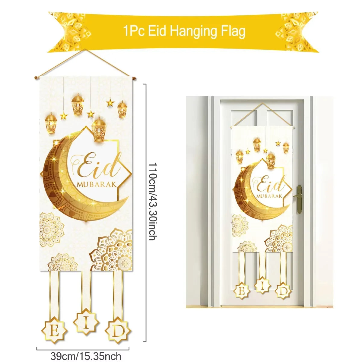 Ramadan Decoration Hanging Flag Eid Mubarak Decor 2025 for Home Islamic Muslim Party Decor Ramadan Kareem Eid Al-Fitr Gift