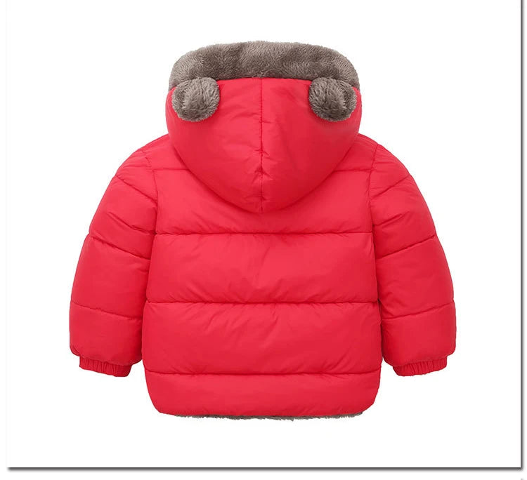 Children Thick Down Jackets Winter Thicken Plush Coats For Boys Girls Solid Color Hooded Jackets 2-6 Years Kids Parka Outerwear