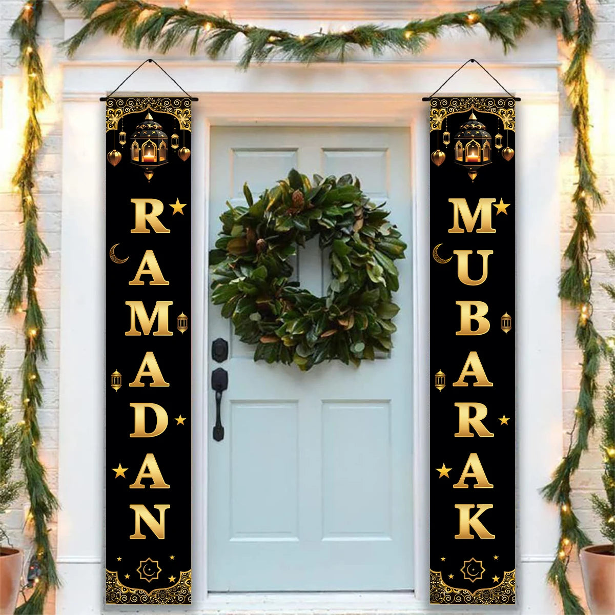 Eid Mubarak Door Banner Ramadan Decoration 2025 for Home Mubarak Ramadan Kareem Islamic Muslim Party Decor  Eid Al Adha Gifts