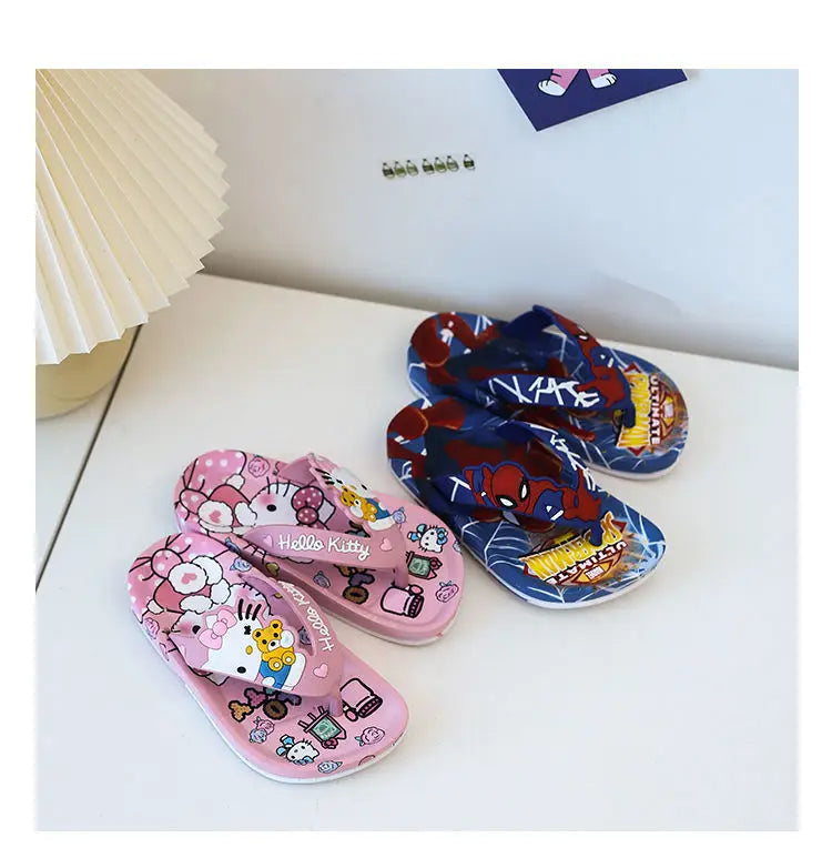 Disney Children's Flip-Flop Summer Indoor Cartoon Girl Mickey Mouse Sandals Princess Girl Slippers Pink Blue Shoes Size 24-35