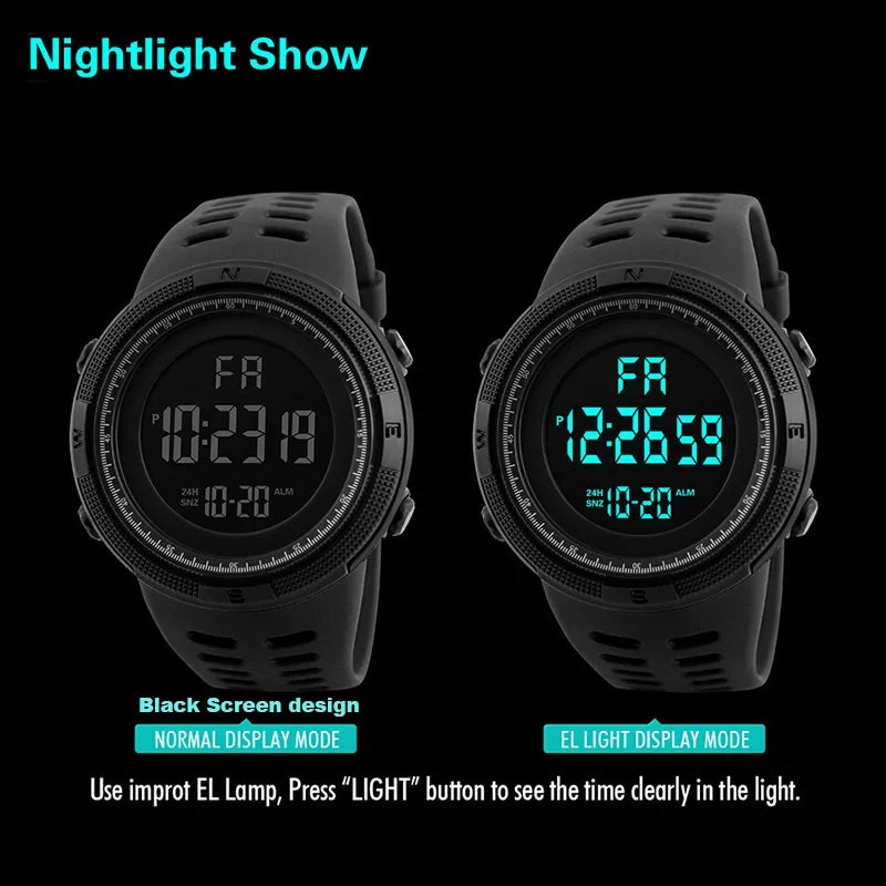 Men's Watch Sports Digital Watches for Man Big Dial Luminous Waterproof Alarm Clock Multifunction Military Electronic Wristwatch