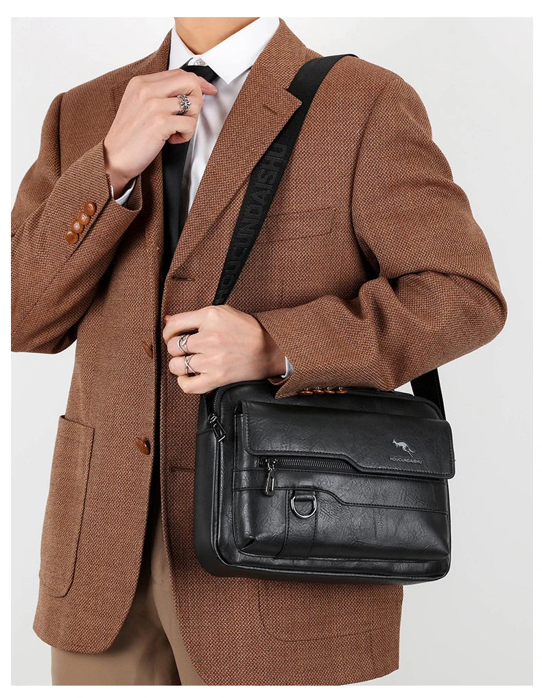 2024 New Men Crossbody Shoulder Bag For Husband Gift PU Leather Men Office Tote Business Messenger Side Bag Male Handbags