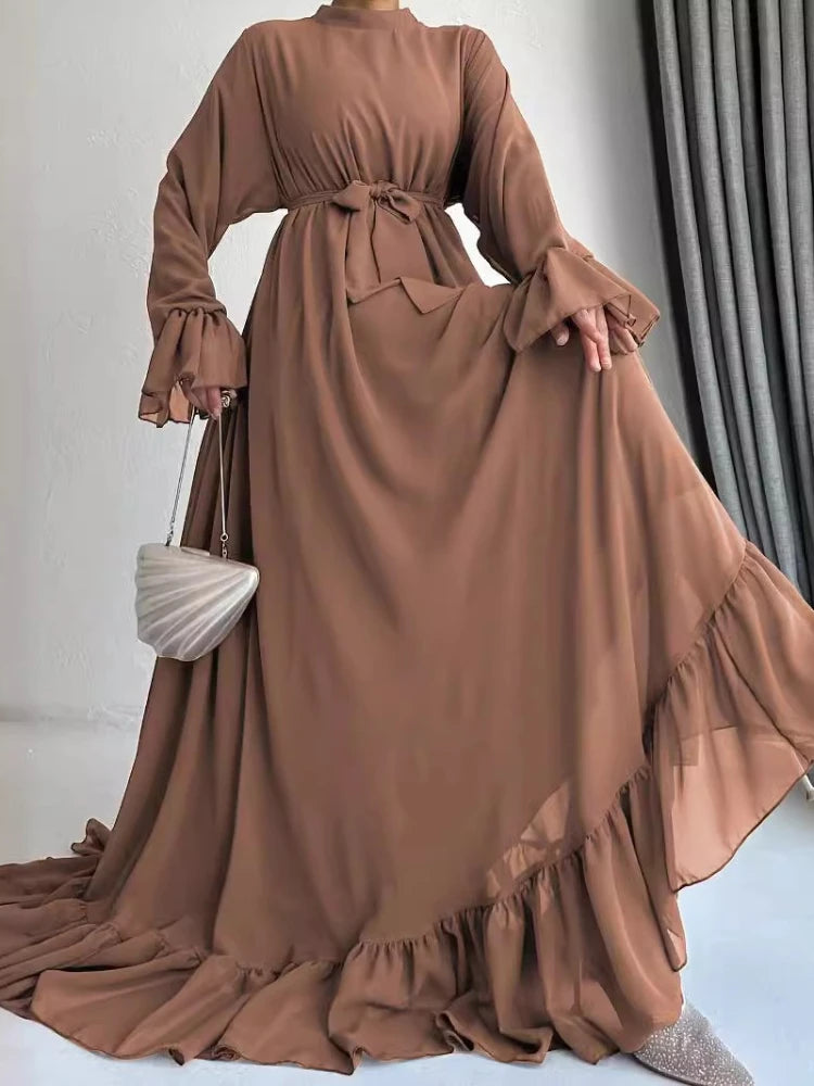 Eid Muslim Dress Women Abaya Jalabiya Sashes Ramadan Morocco Dubai Abayas Modest Arab Long Robe Kaftan Islam Party Vestidos 2024