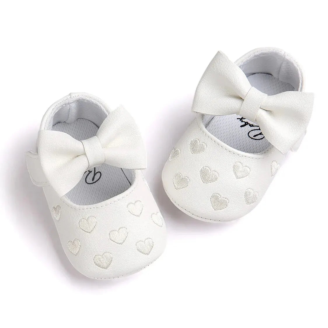 Meckior Baby Shoes Classic Dress Cute Bow-knot Heart Anti-slip Soft Sole First Walkers Infant Baby Girls Toddler Shoes 0-18m