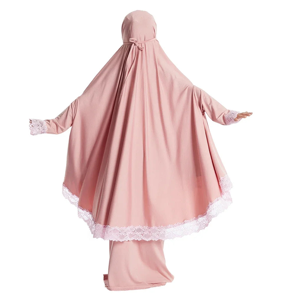 Traditional Muslim Kids Khimar Abaya Dress Islamic Big Hijab Burka Long Skirts Arab Shawls Headscarf Prayer Robe Ethnic Clothing