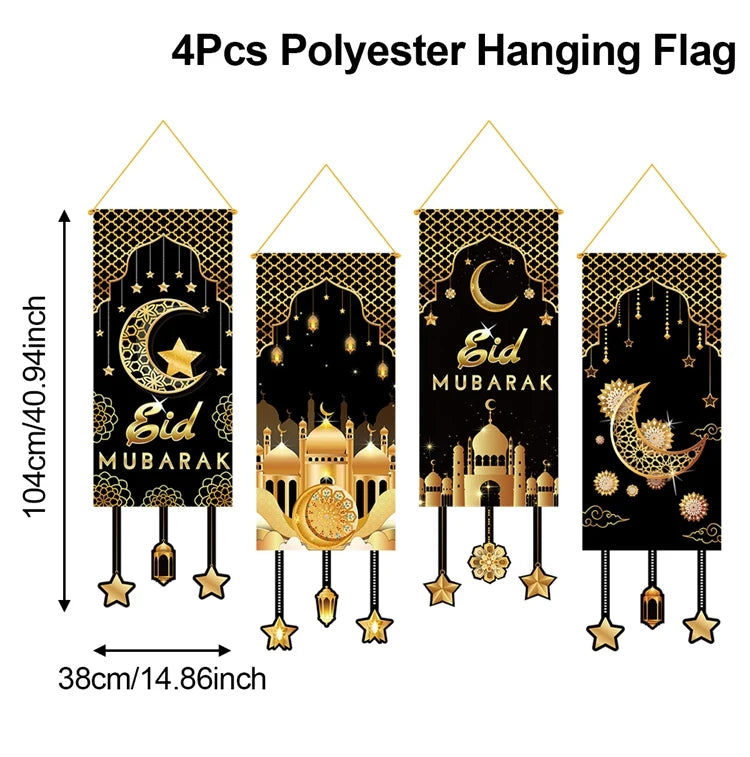 Ramadan Decoration Hanging Flag Eid Mubarak Decor 2025 for Home Islamic Muslim Party Decor Ramadan Kareem Eid Al-Fitr Gift