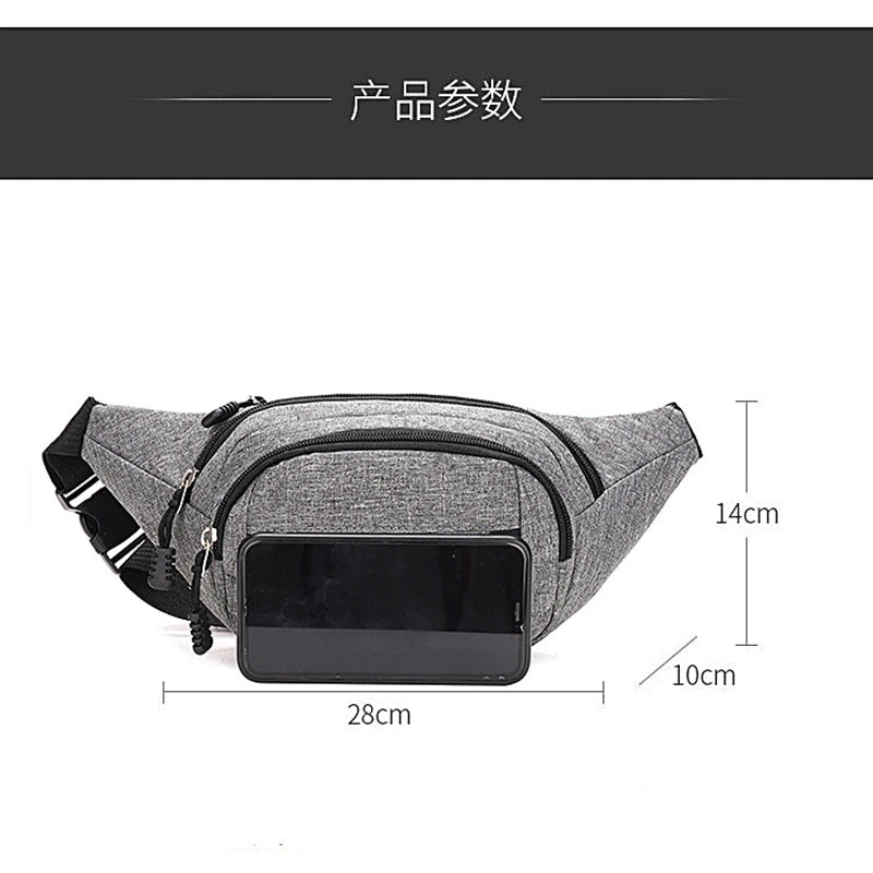 Men's Breast Package Waterproof Outdoor Sports Bag Canvas Pouch Korean-style Waist Bag Fanny Pouch Crossbody Male Banana Bag