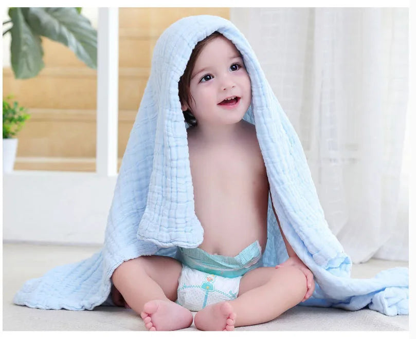 Baby BathTowel Boys Girls 100% Cotton Children Baby Towels Blanket For Newborn Bathrobe 6 Layers Gauze Washcloth Infant Swaddle