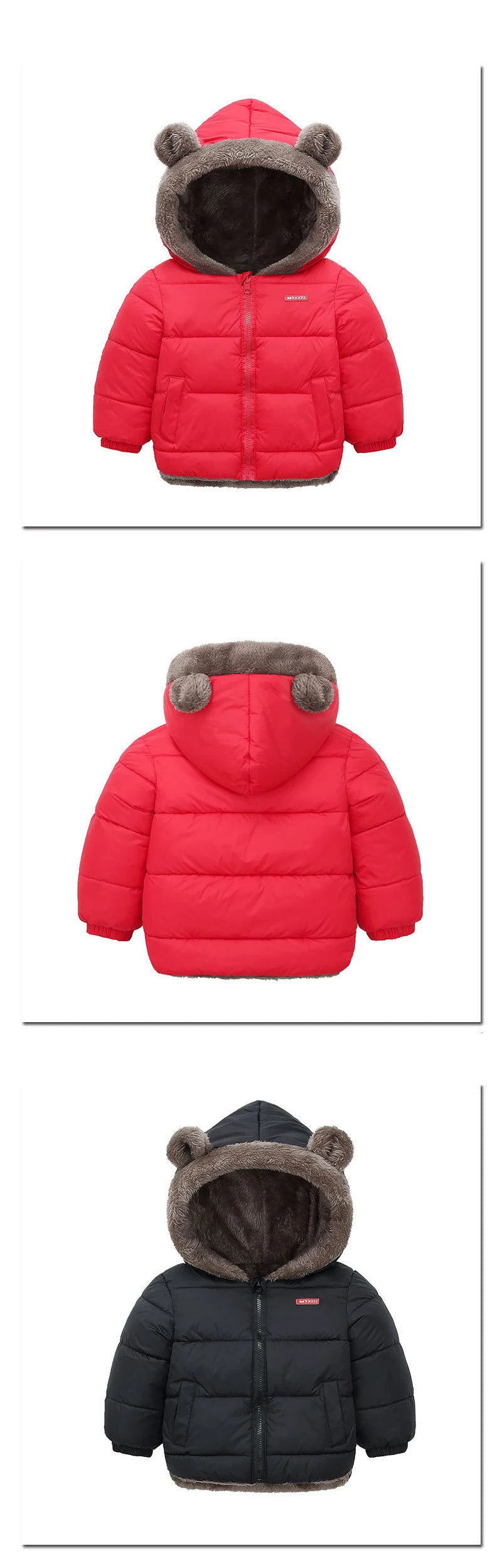 Cashmere Children Coat Winter Thicken Warm Down Jacket Boys Girls Zipper Hooded Kids Jacket Coats Outwear Children Clothing