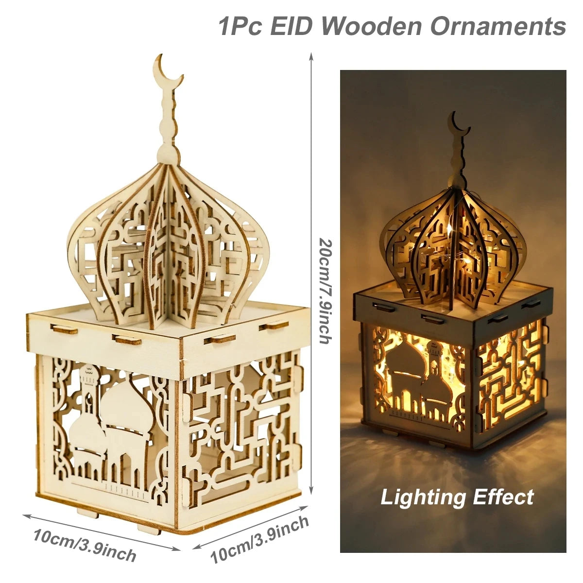 Wooden Palace Ornament Ramadan Decoration For Home 2024 Aid Eid Mubarak Ramadan Kareem Islamic Muslim Festival Party Gift Decor