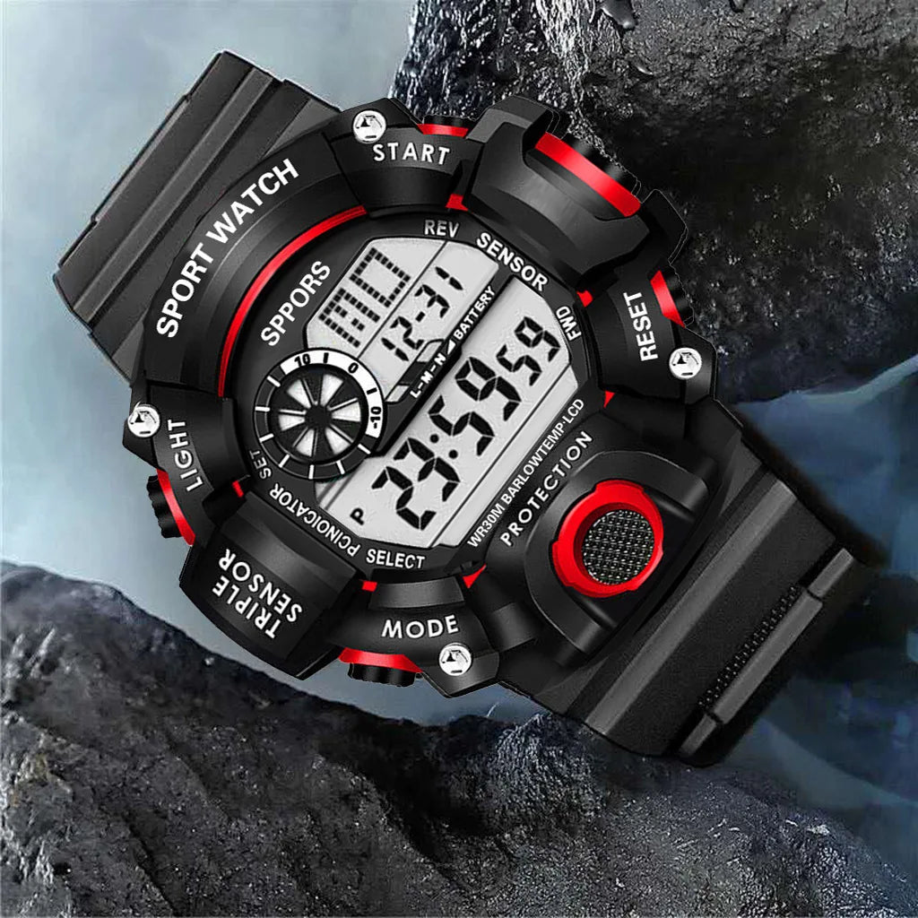 YIKAZE Men's LED Digital Watch Men Sport Watches Fitness Electronic Watch Multifunction Military Sports Watches Clock Kids Gifts