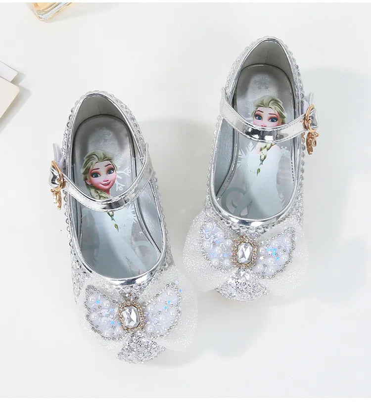 Disney Girls' Princess  Sandals Shoes Children's Shoes Elsa Children's Shoes Girls Fashion Baby Pink Blue High Heel Shoes Size