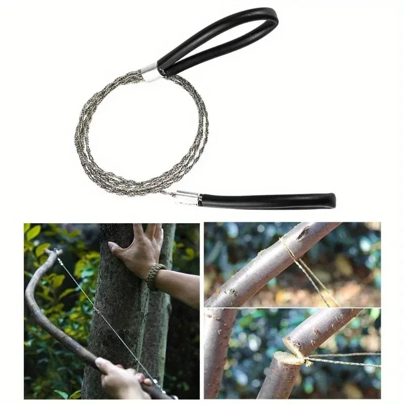 2PCS Portable Stainless Steel Wire Saw Portable PVC Pipe Cable Saw Portable Manual Chain Saw Suitable for Hiking Camping Hunting