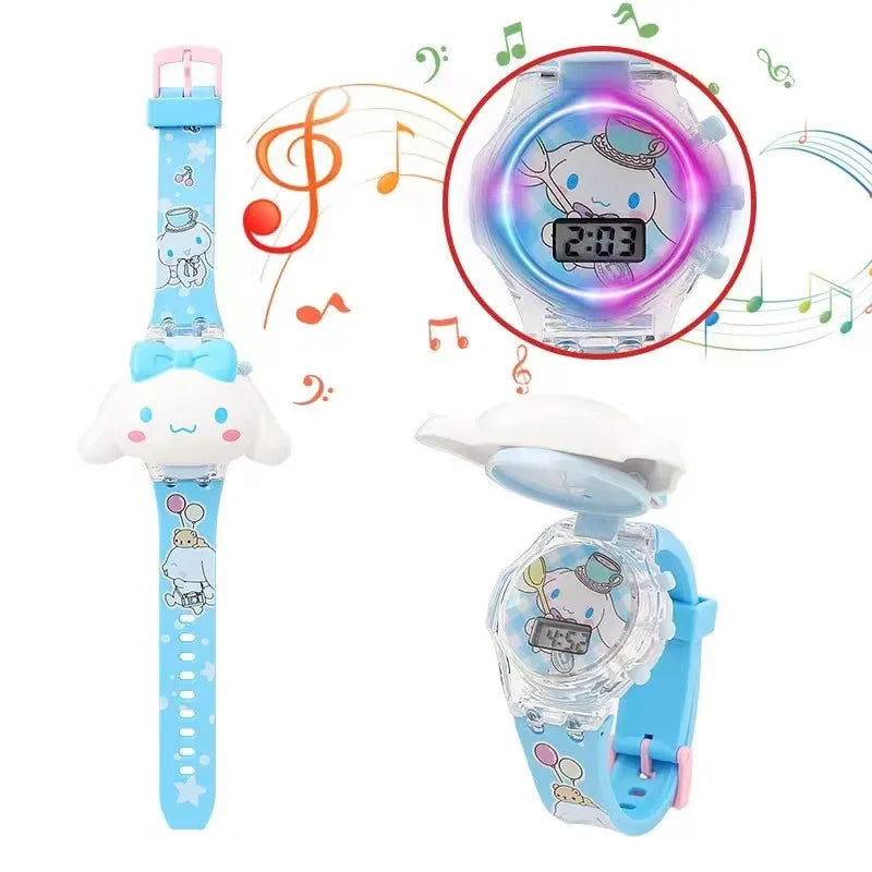 Kawaii Sanrio Kuromi Watch Cinnamoroll Hello Kitty Music Silicone Strap Children Wrist Watch My Melody Watch Kids Birthday Gifts