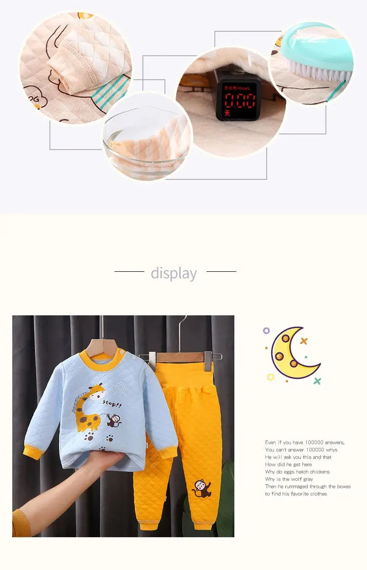 Children Sets Autumn Winter Thermal Underwear Set for Boys Girls Thicken Warm Cotton Kids Clothes Baby Sleeping Clothing Pajamas