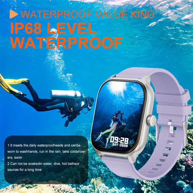 Smart Watch Ftiness Tracker 2.01" Bluetooth Call SmartWatch for Men Women Kids Watch Pedometer IP68 Waterproof 123 Sports Modes