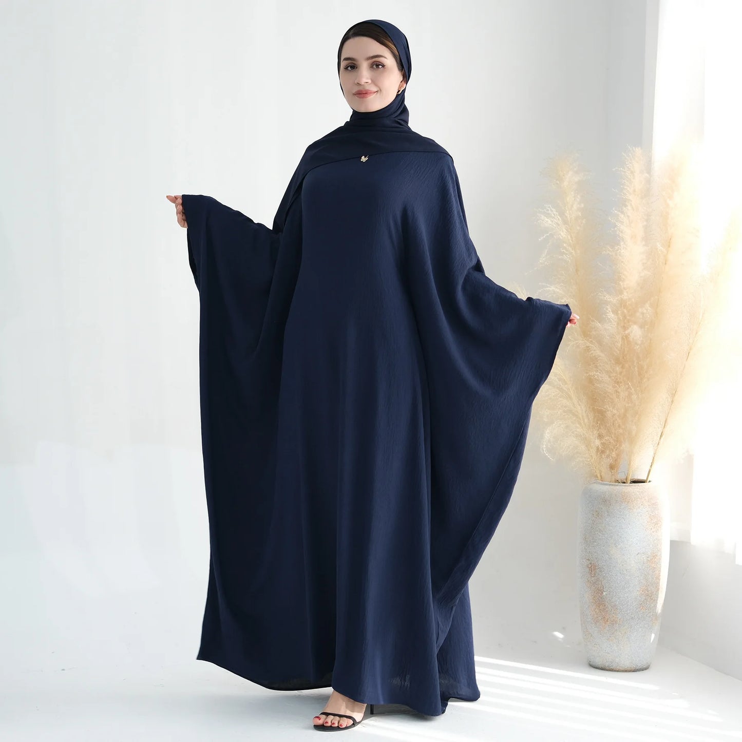 Eid Abaya for Women Butterfly Sleeve Muslim Hijab Dress Inside Belt Party Dresses Dubai Turkey Modest Ramadan Islamic Clothing